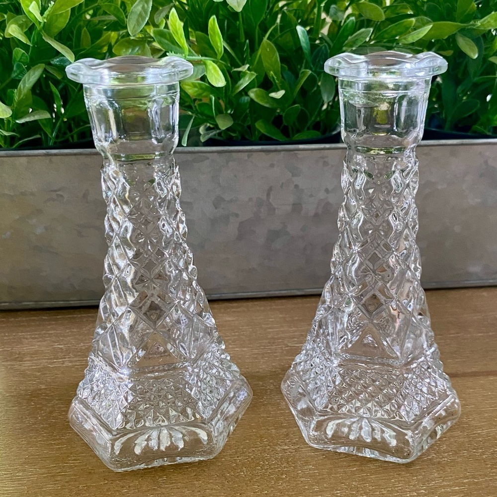 Wexford by Anchor Hocking Glass Bud Vases Pair